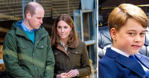 Split photo of Prince William, Princess Kate and Prince George