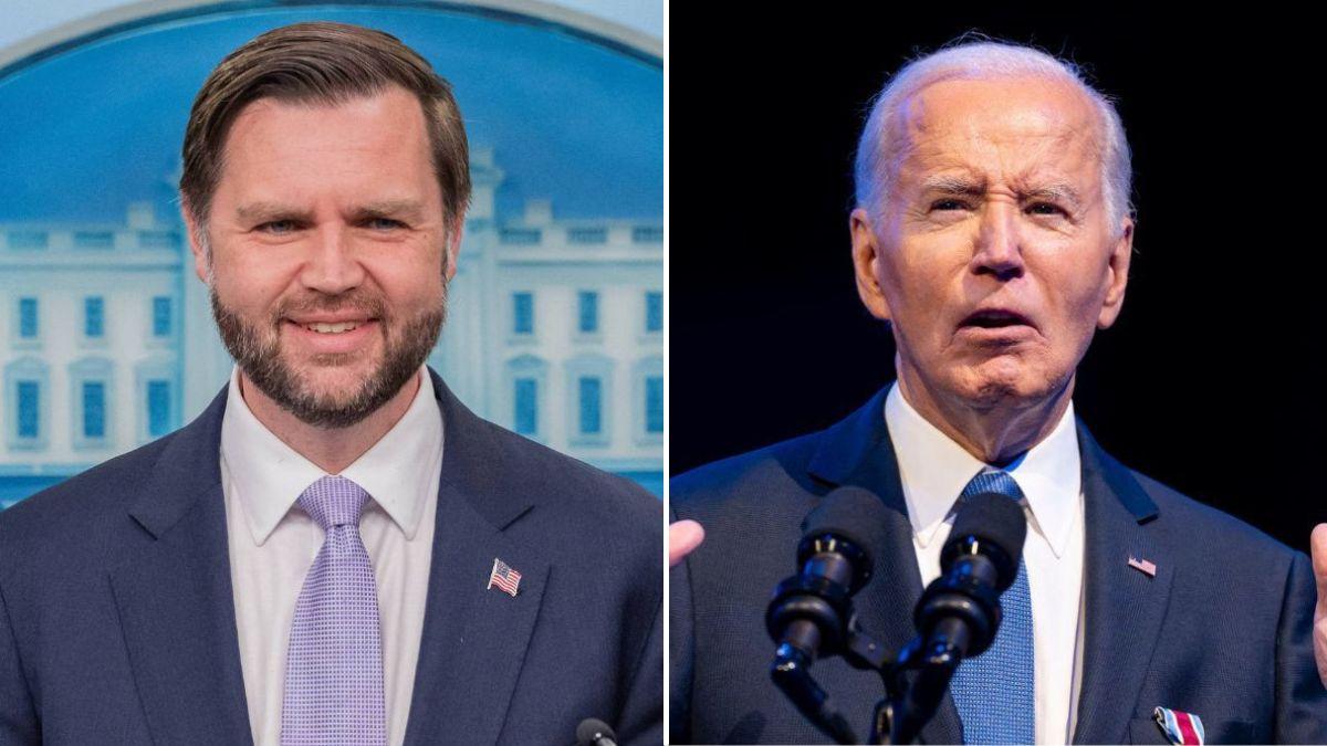 split image of JD Vance and Joe Biden