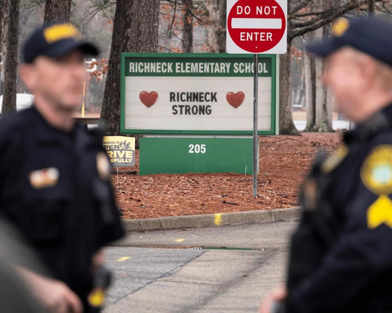 scene outside richneck elementary in virginia