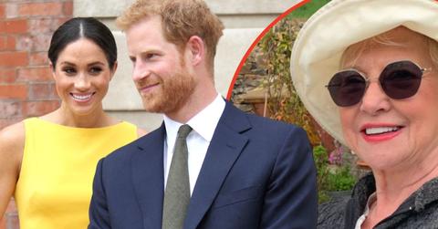 Split photos Angela Kelly, Prince Harry and Meghan Markle