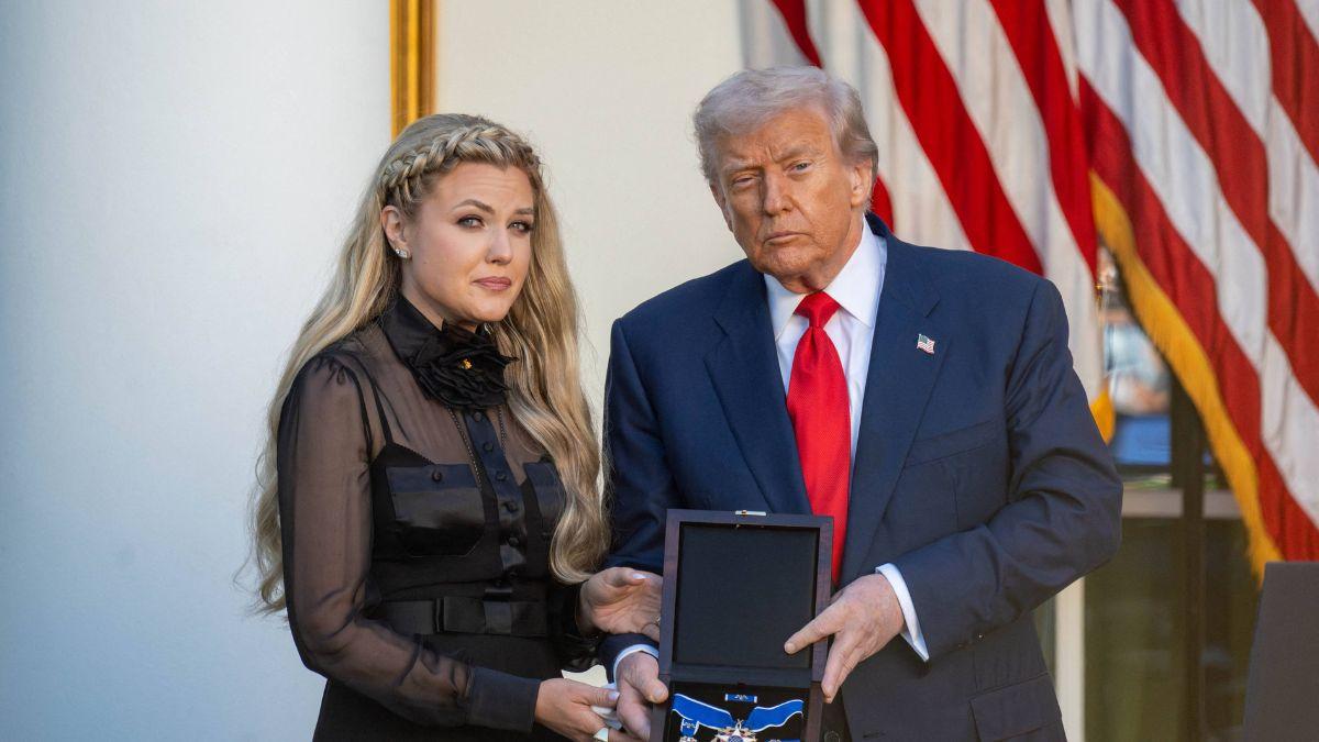 A photo of Erika Kirk and Donald Trump