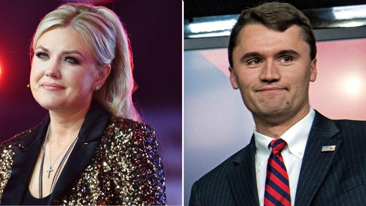 A photo of Erika Kirk alongside a photo of Charlie Kirk