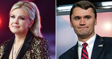 A photo of Erika Kirk alongside a photo of Charlie Kirk
