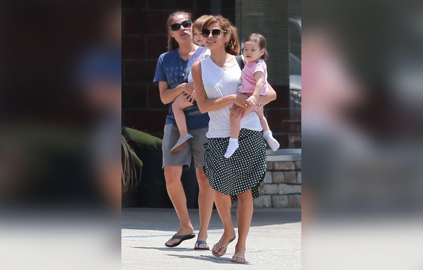 Eva Mendes Takes Daughters Out For Summer Stroll