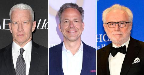 split images of Anderson Cooper, Jake Tapper, and Wolf Blitzer