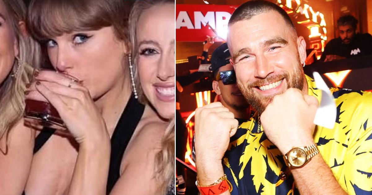 Composite photos of Taylor Swift and Travis Kelce