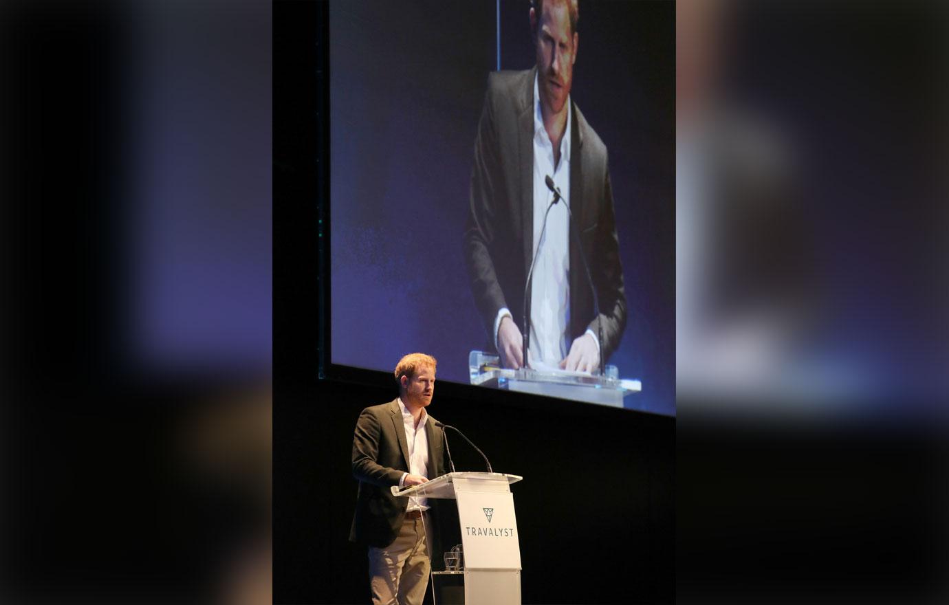 Prince Harry, Duke of Sussex, speaking at a sustainable tourism summit at the Edinburgh International Conference Centre.