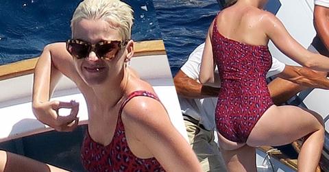 Katy Perry red swimsuit family outing