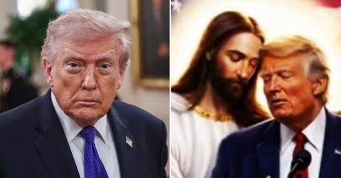 split image of Donald Trump and AI image