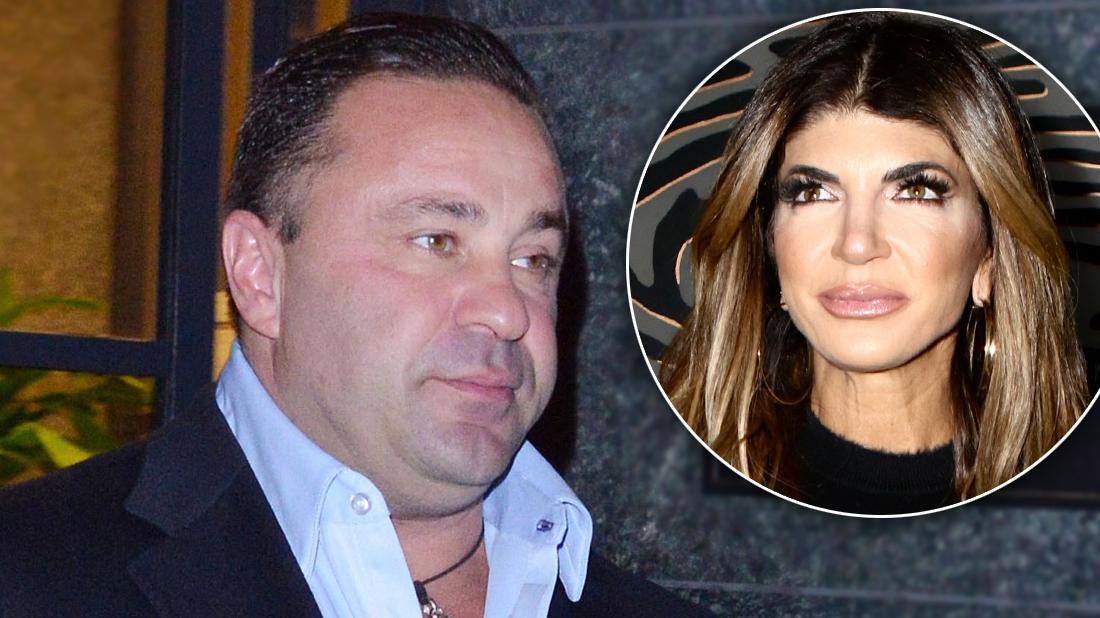 Joe Giudice Looking Upset With Inset of Wife Teresa Looking Serious