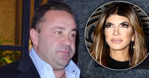 Joe Giudice Looking Upset With Inset of Wife Teresa Looking Serious