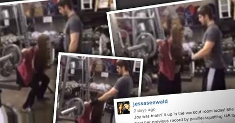 //joy anna duggar lifts pounds in skirt