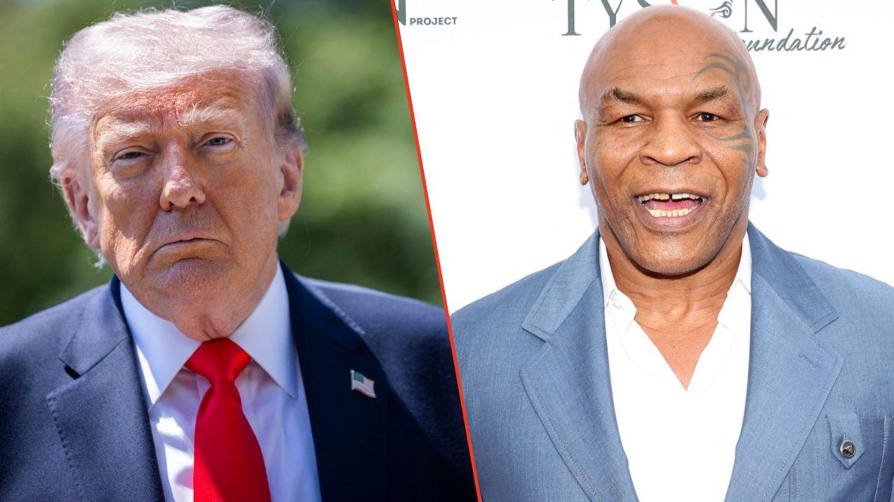 Split photos of Donald Trump and Mike Tyson