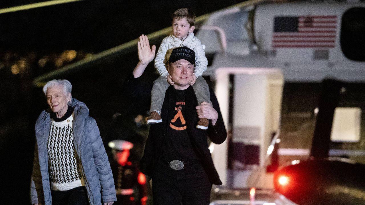 A photo of Maye Musk with Elon Musk and his son