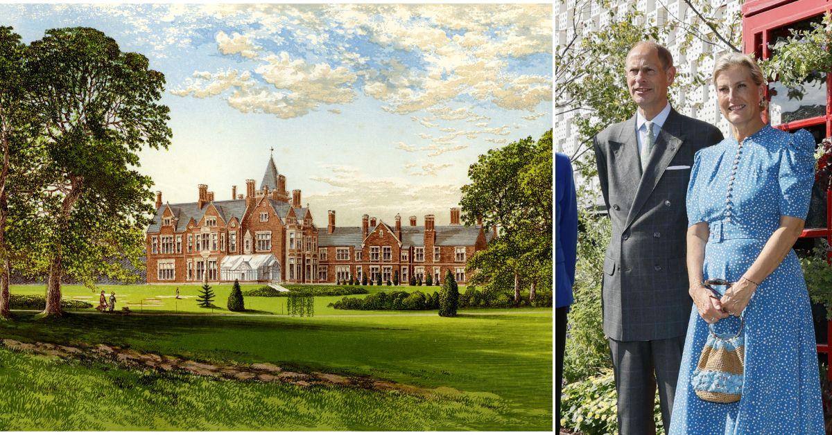 Split photo of Bagshot Park and Prince Edward with Sophie