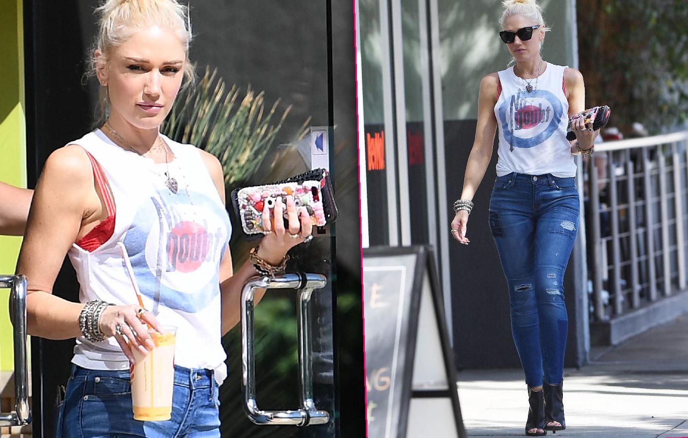 Gwen Stefani Rocks No Doubt T Shirt During Smoothie Run