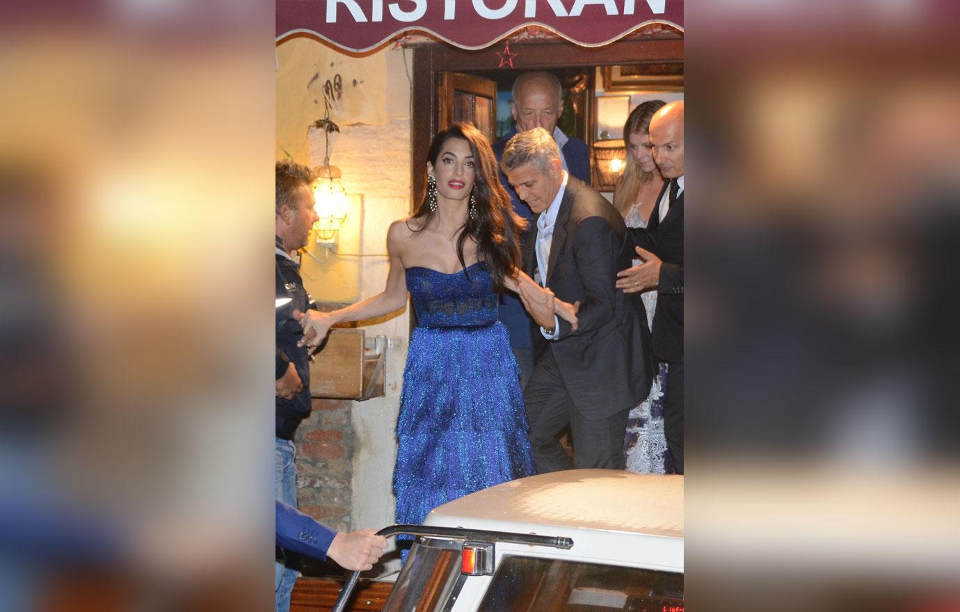 //george clooney and amal dine out with matt damon and luciana barroso in italy