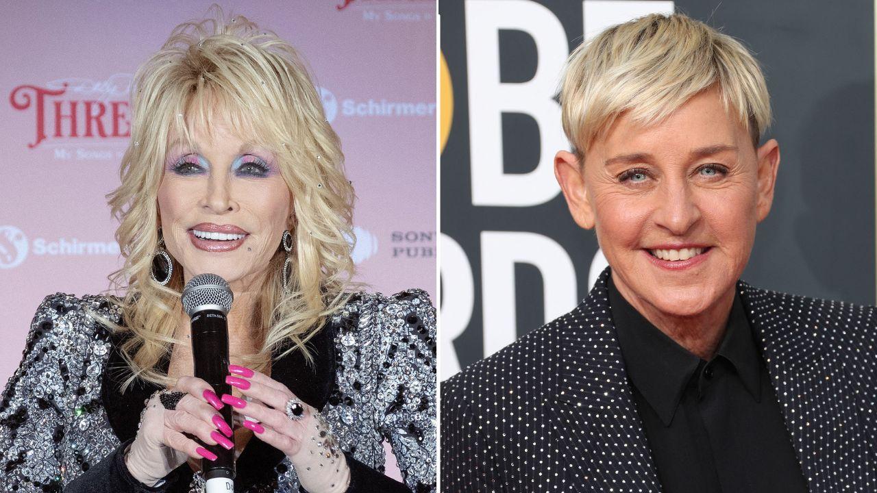 A photo of Dolly Parton alongside a photo of Ellen DeGeneres
