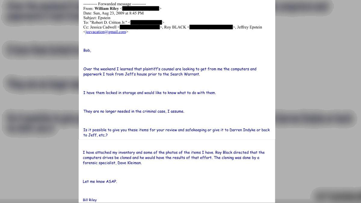 Photo of an email from Bill Riley