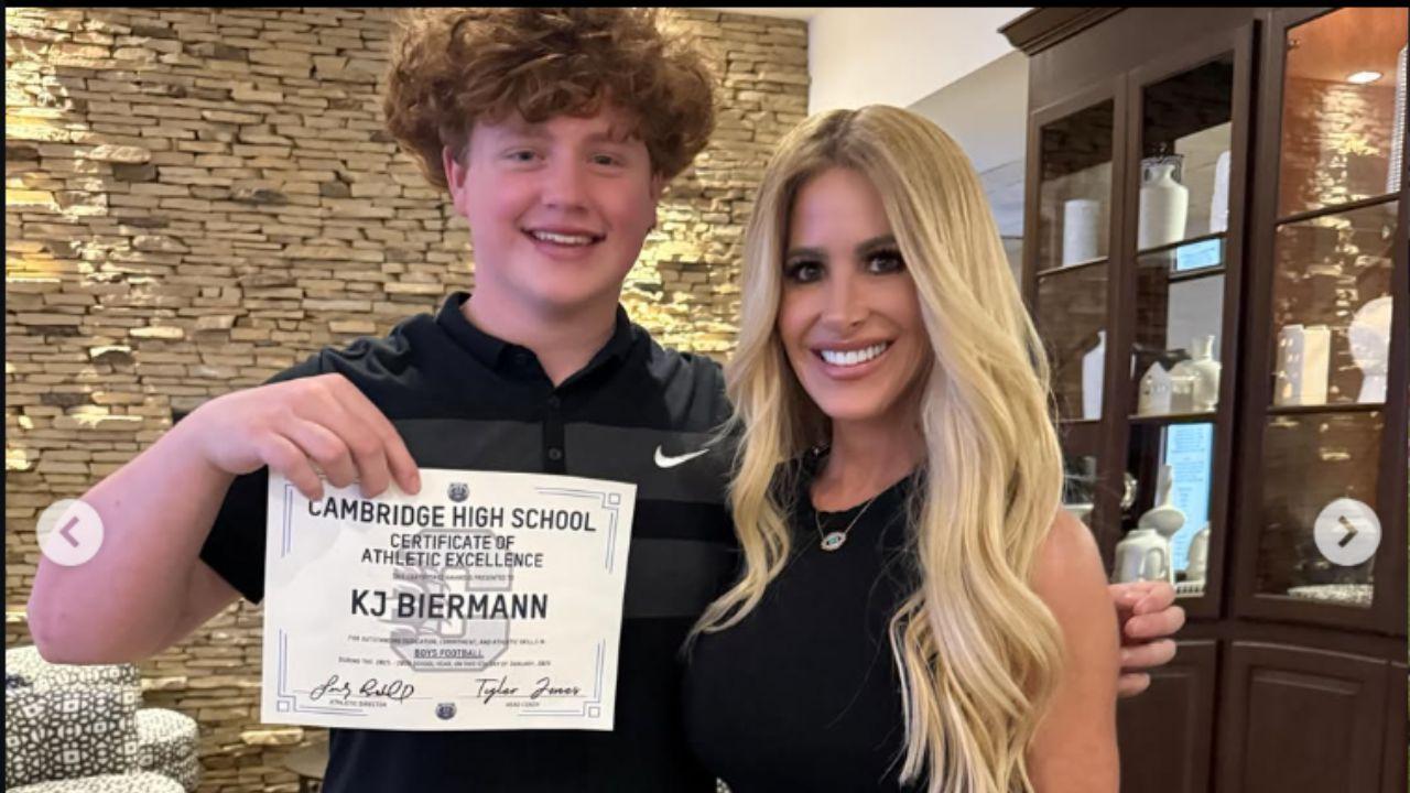 Kim Zolciak said her son Kroy 'KJ' Biermann Jr. faces seven felony charges and denies wrongdoing.