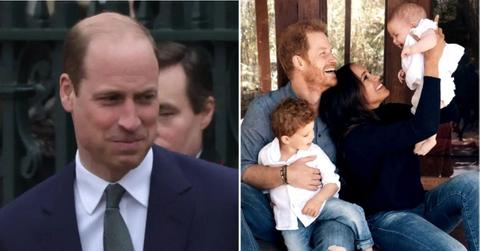 split photo of Prince William, Prince Harry and Family