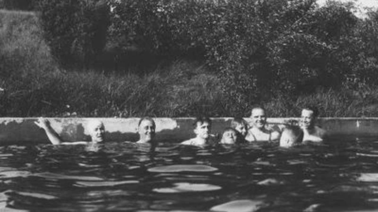 The press briefing room was originally a swimming pool.