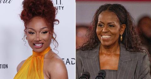 A photo of Megan Thee Stallion alongside a photo of Michelle Obama