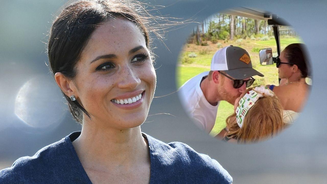 Split photo of Meghan Markle with Prince Harry and Princess Lilibet