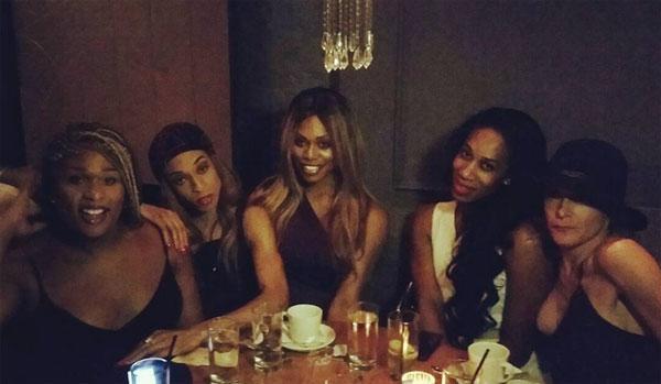 //Laverne Cox enjoys dinner with girlfriends at Beauty Essex