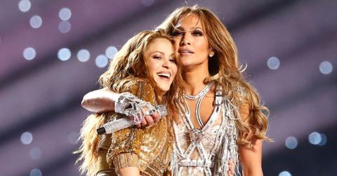 Shakira and Jennifer Lopez perform during halftime of the National Football League's Super Bowl LIV at Hard Rock Stadium in Miami Gardens, Florida
