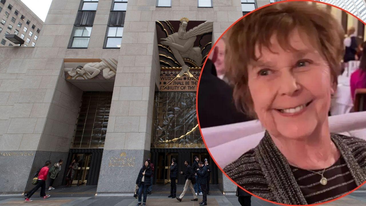 A photo of 30 Rockefeller alongside a photo of Nancy Guthrie