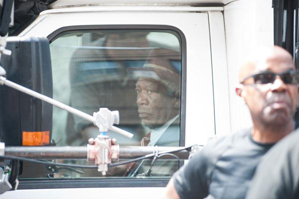 //morgan freeman back to filming days after stabbing death step granddaughter