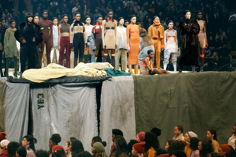 //kanye west paid models fashion show complained