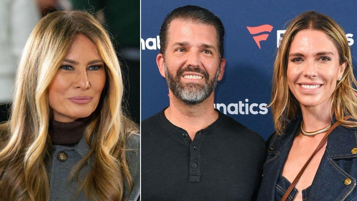 split image of Melania Trump / Don Trump Jr. and Bettina Anderson