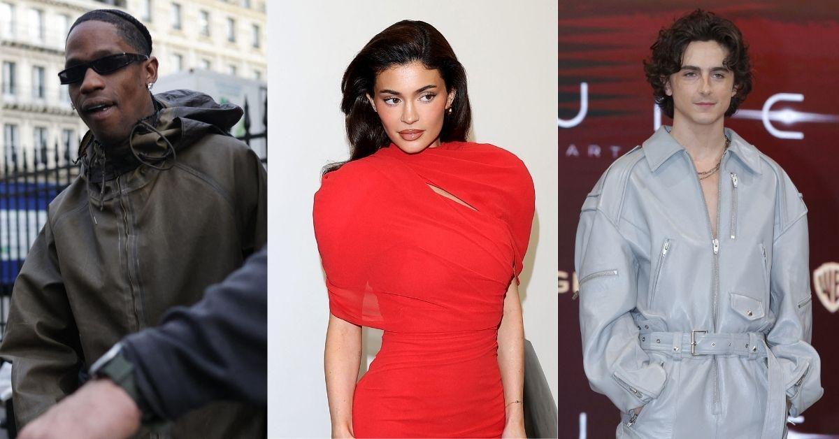 Photos of Travis Scott, Kyle Jenner and Timothee Chalamet