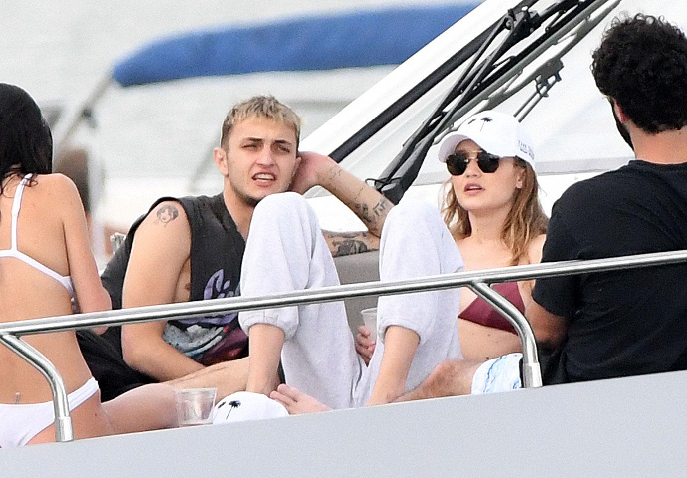 Gigi Hadid Maroon Bikini Yacht Anwar Hadid