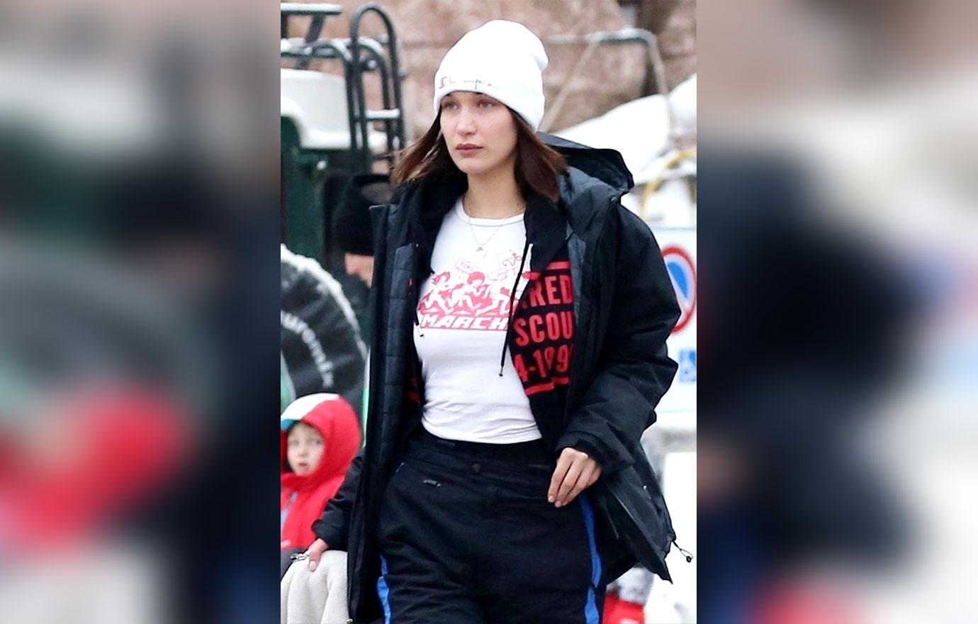 //Bella Hadid skiing fall