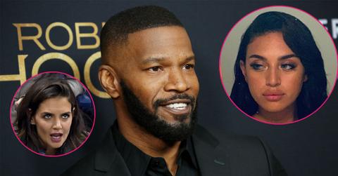 Main, Jamie Foxx smiles as he attends the Robin Hood premiere. Inset left, Katie Holmes. Inset right, Sela Vave.