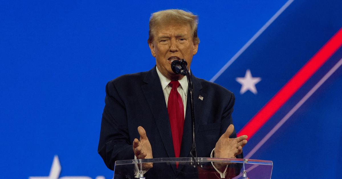 Donald Trump Speaking at Podium 