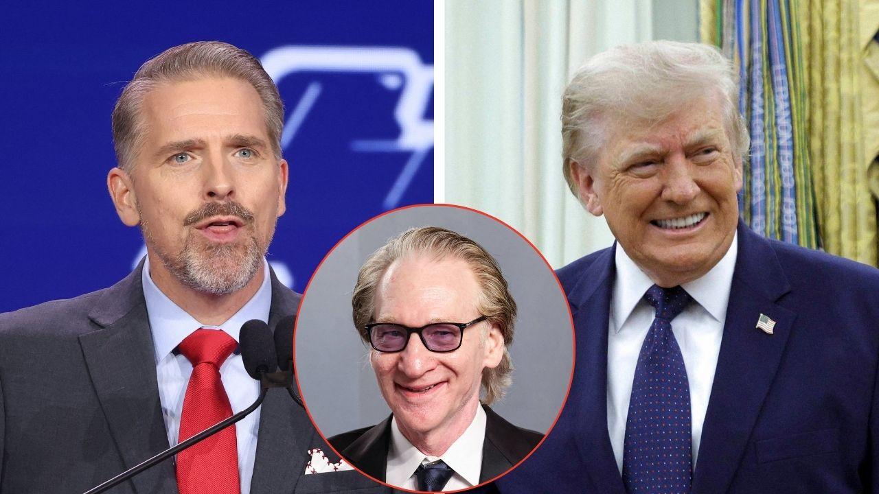 Split image of Scott Jennings, Bill Maher, and Donald Trump