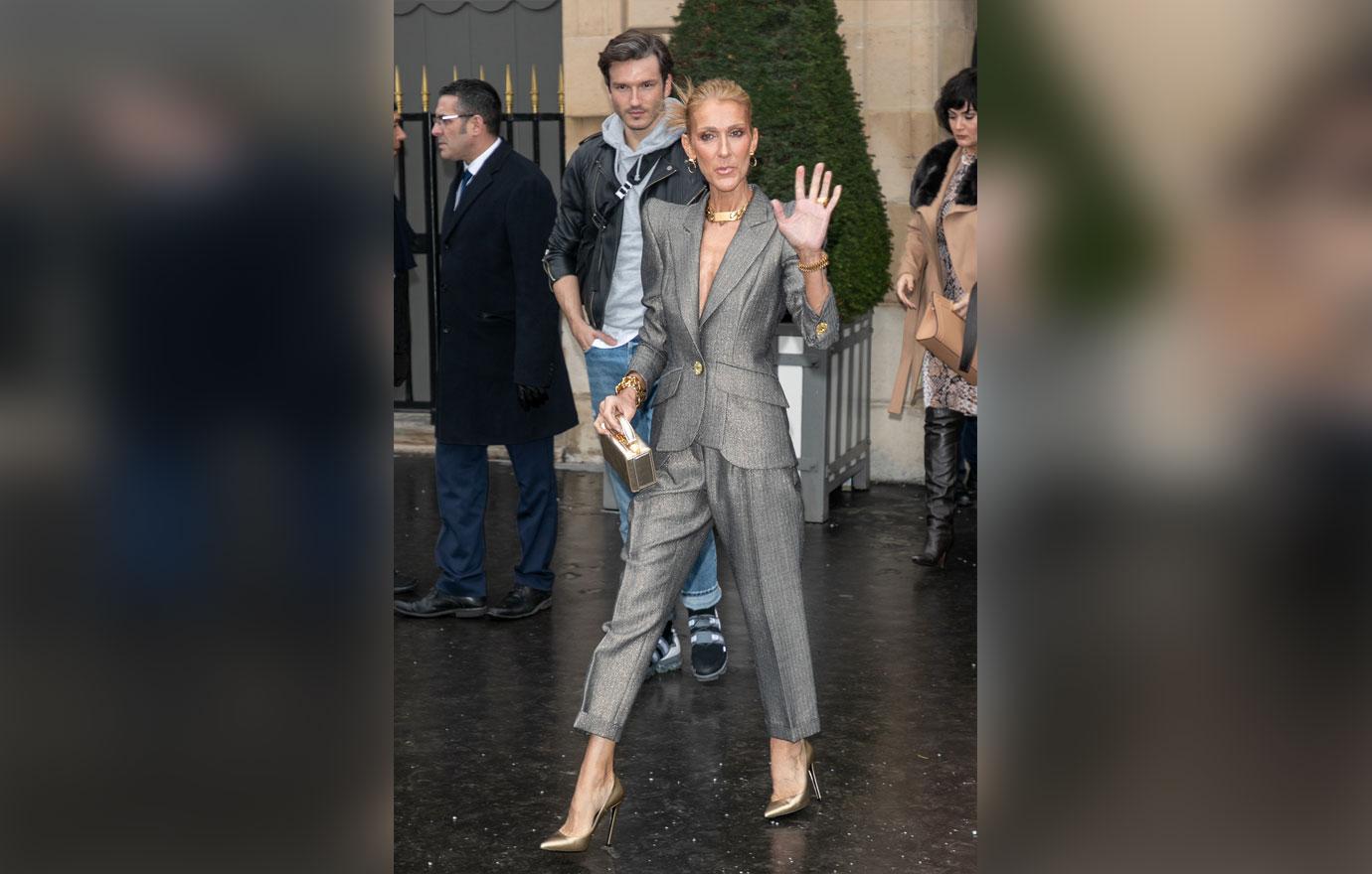 Celine Dion Scary Skinny Grey Suit Paris