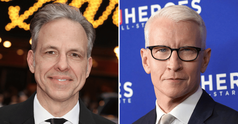 Split photo of Jake Tapper and Anderson Cooper