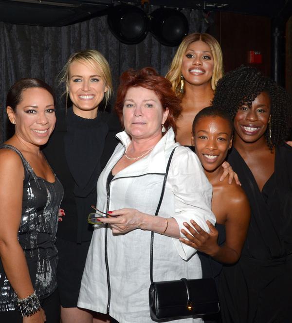 //taylor schilling with oitnb cast at th birthday at catch roof nyc