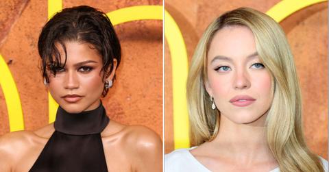 split photo of Zendaya and Sydney Sweeney