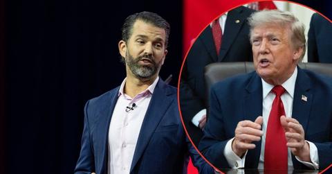 A photo of Donald Trump Jr. alongside a photo of Donald Trump