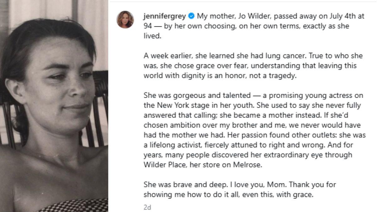 Photo of Jo Wilder and Jennifer Grey's message