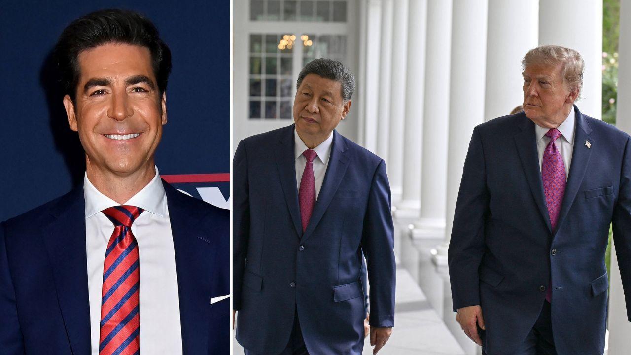 split image of Jesse Watters, Xi Jinping, and Donald Trump