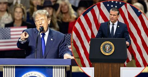 Split image of Donald Trump and Pete Hegseth