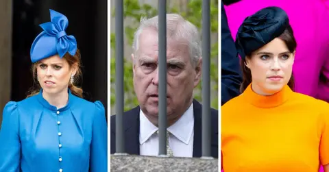 Photo of Andrew Windsor, Princesses Beatrice and Eugenie