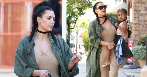 //kim kardashian nude spandex bodysuit heels baby weight pp